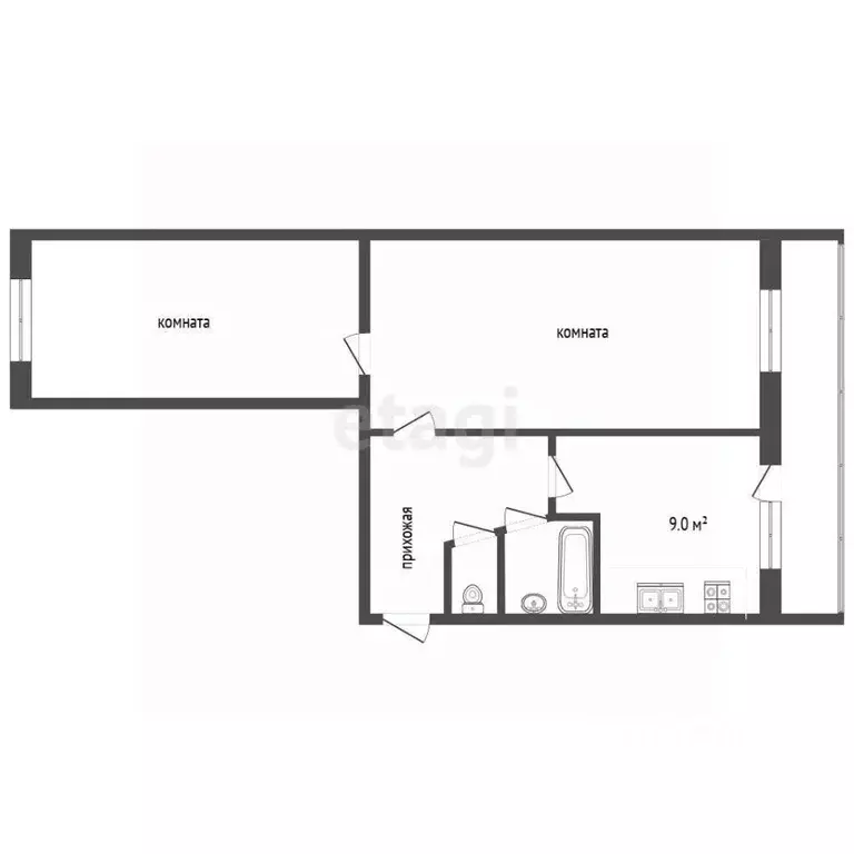 2-к кв. Московская область, Клин городской округ, Решетниково пгт ул. ... - Фото 2