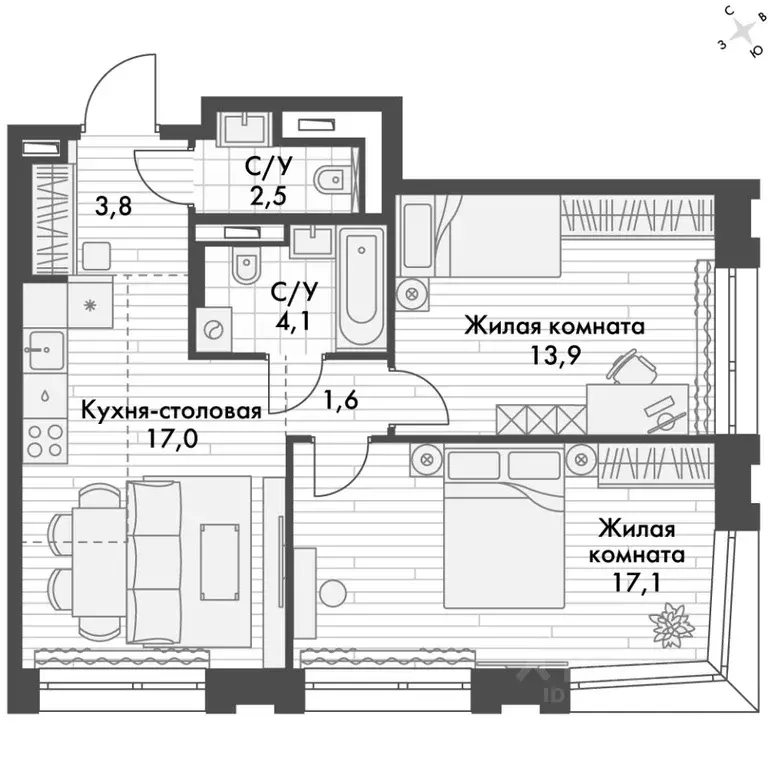 2-к кв. Приморский край, Владивосток ул. Крылова, 10 (60.0 м) - Фото 0