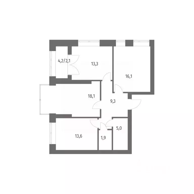 3-к кв. Санкт-Петербург ул. Академика Константинова, 1к1 (79.4 м) - Фото 0