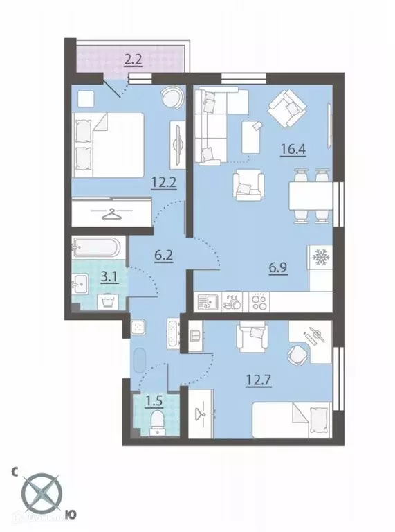 Продаётся 2-к квартира, 60.1 м - Фото 0