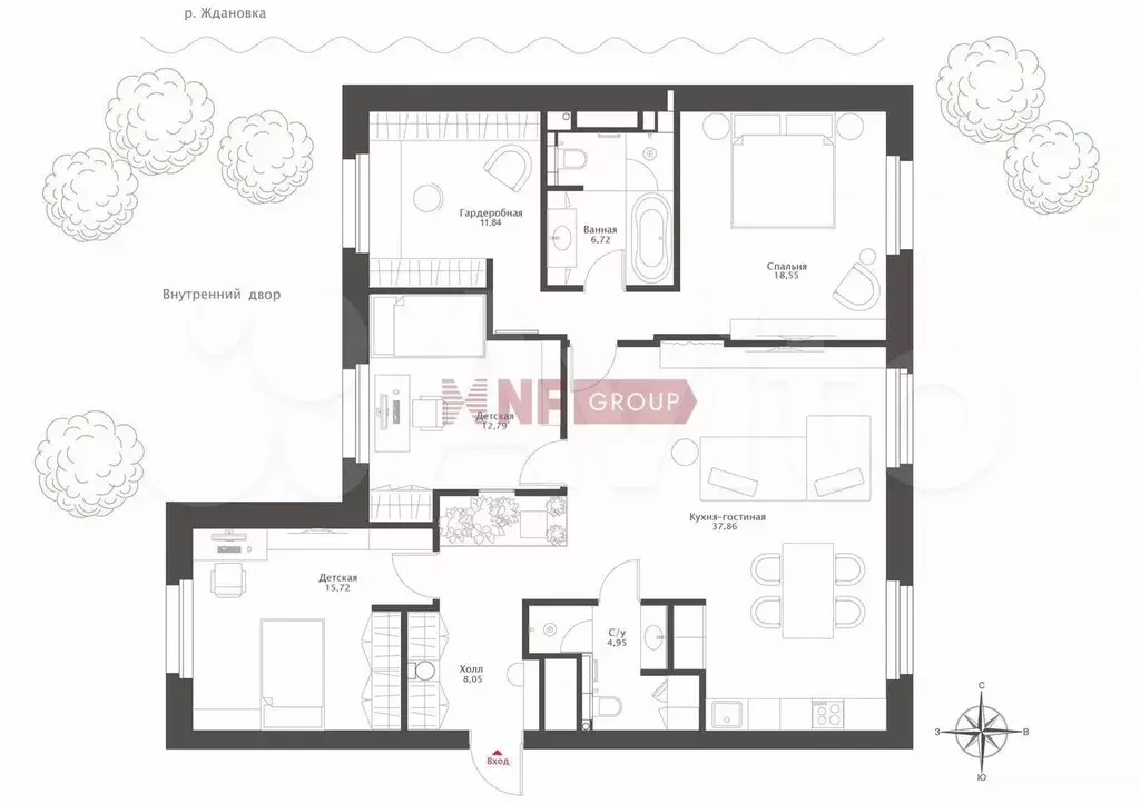 4-к. квартира, 115 м, 8/9 эт. - Фото 0