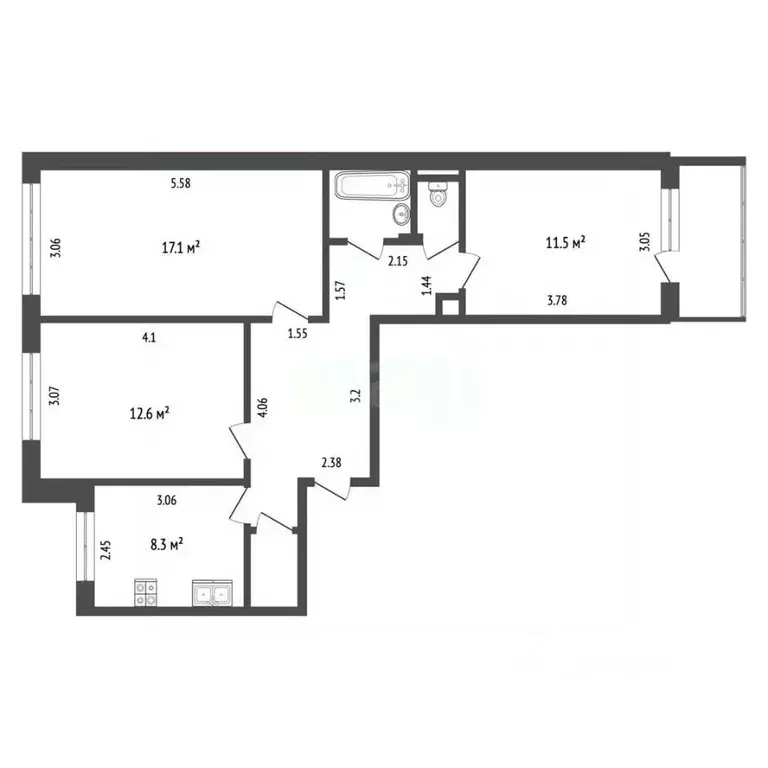 3-к кв. Чувашия, Чебоксары ул. Лебедева, 19 (64.9 м) - Фото 2