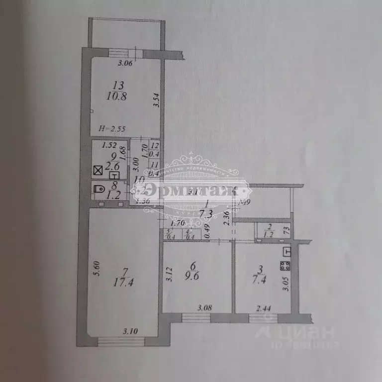 3-к кв. Курганская область, Курган Заозерный жилрайон, 5-й мкр, 16 ... - Фото 2