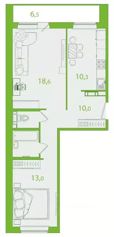 2-к кв. Томская область, Томск ул. Пришвина, 44 (56.76 м) - Фото 0