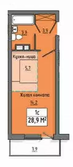 Квартира-студия: Курск, улица Энгельса, 158к1 (28 м) - Фото 1