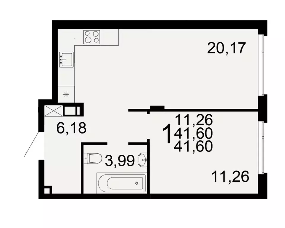 1-комнатная квартира: Тула, жилой комплекс Флагман (41.6 м) - Фото 1