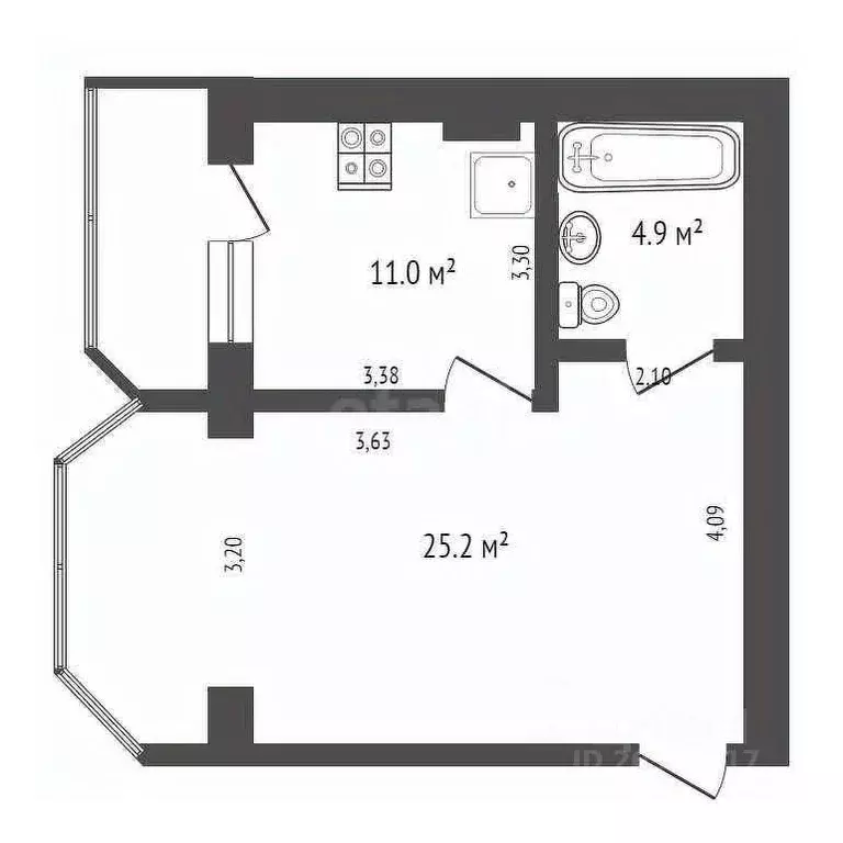 2-к кв. Севастополь ул. Лиговская, 4 (56.0 м) - Фото 2