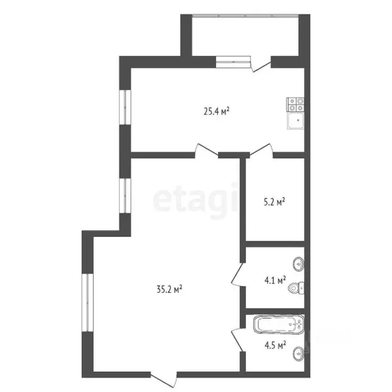 1-к кв. Крым, Ялта муниципальный округ, Форос пгт ул. Северная, 43 ... - Фото 2