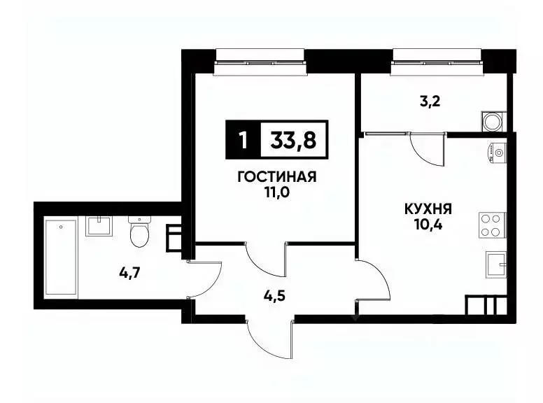 1-к кв. Ставропольский край, Ставрополь ул. Андрея Голуба, 14 (33.8 м) - Фото 0