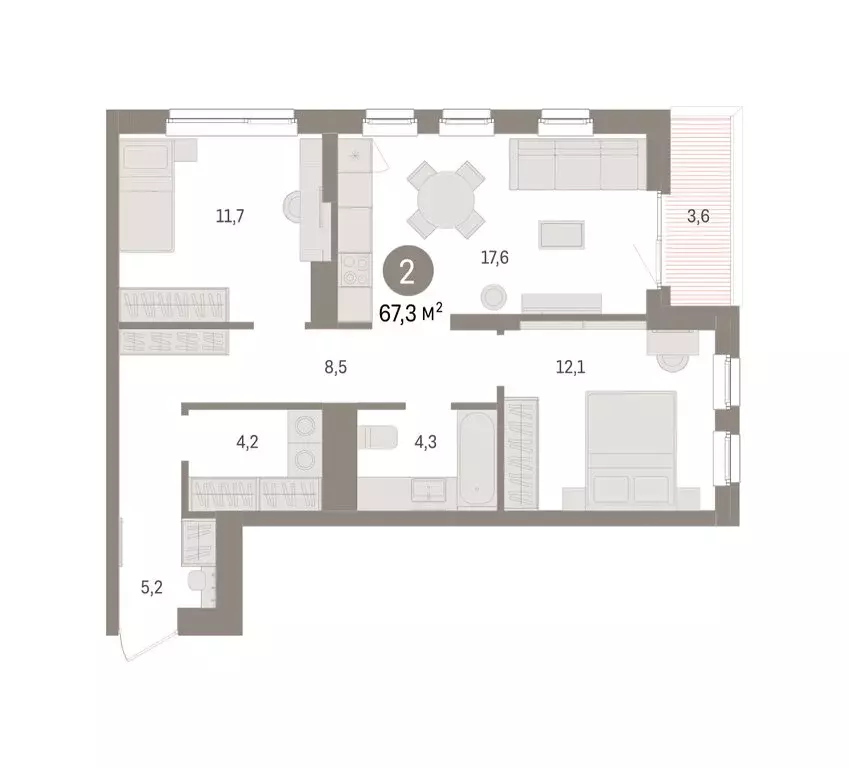 2-комнатная квартира: Челябинская область, Сосновский муниципальный ... - Фото 2