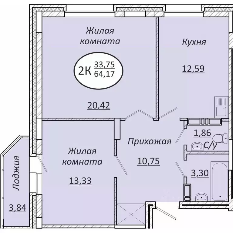 2-к кв. Новосибирская область, Новосибирск  (64.17 м) - Фото 0