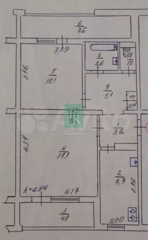 2-к. квартира, 62,6 м, 4/9 эт. - Фото 0