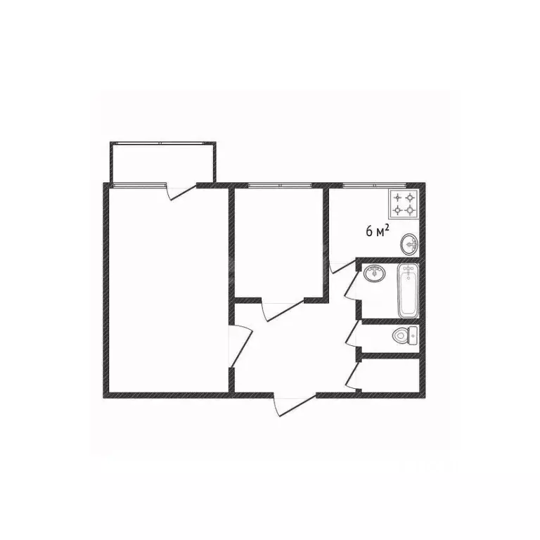 2-к кв. Белгородская область, Белгород Садовая ул., 21 (44.6 м) - Фото 2