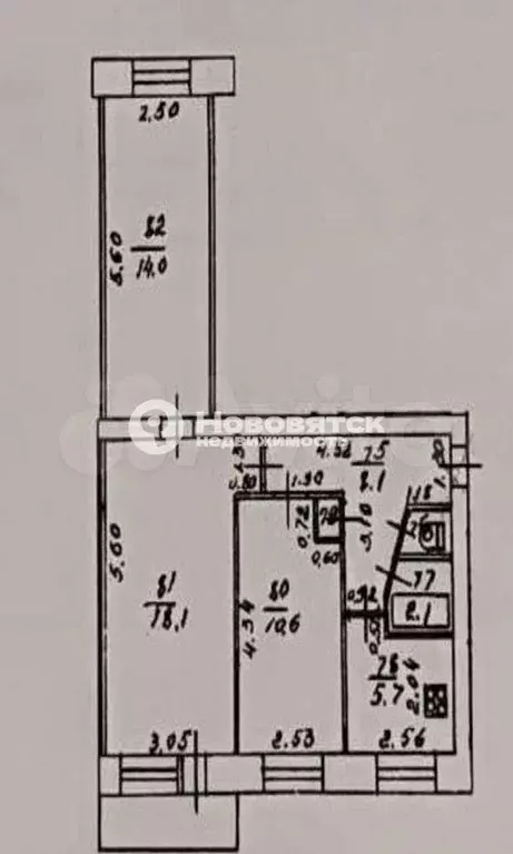 3-к. квартира, 60 м, 3/5 эт. - Фото 0