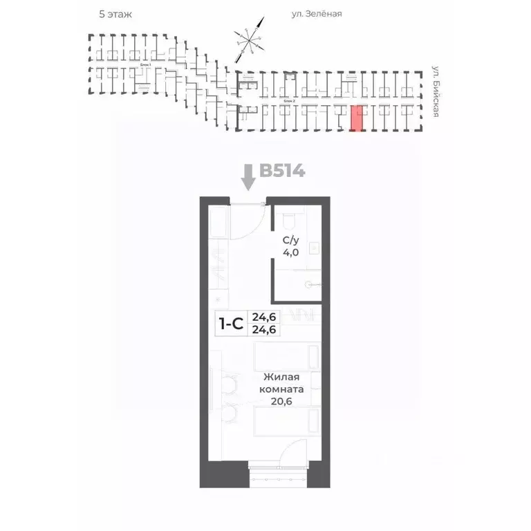 1-к кв. Алтайский край, Белокуриха  (24.6 м) - Фото 1