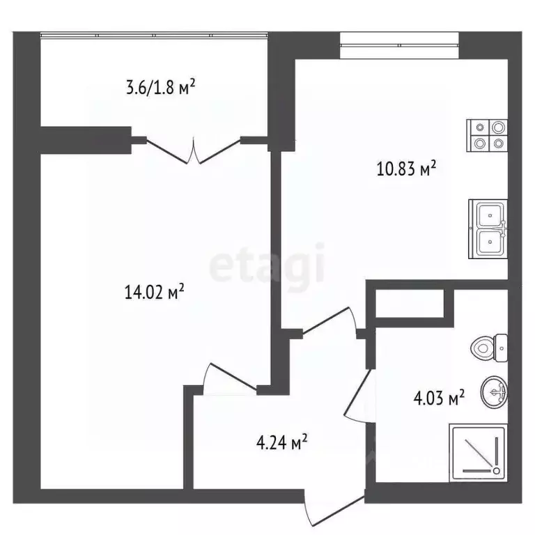 1-к кв. Крым, Ялта муниципальный округ, Гаспра пгт ул. Парусная, 9В ... - Фото 2