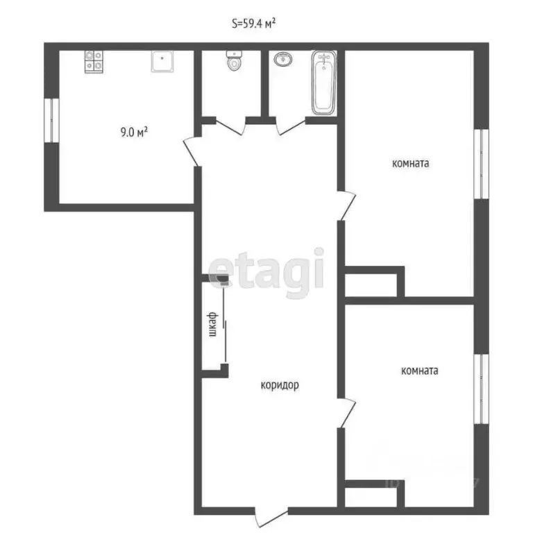 2-к кв. Коми, Ухта ул. Бушуева, 27Б (59.4 м) - Фото 1