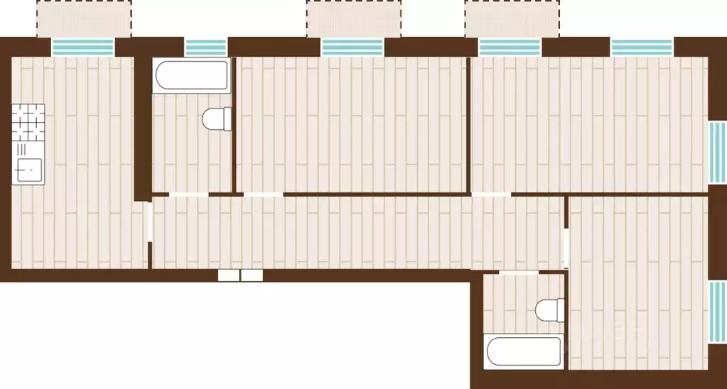 3-к кв. Калининградская область, Гурьевский муниципальный округ, пос. ... - Фото 1