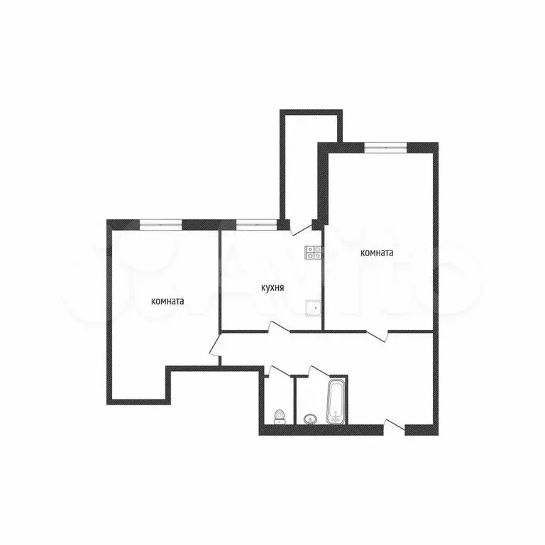 2-к. квартира, 54,8 м, 5/5 эт. - Фото 0