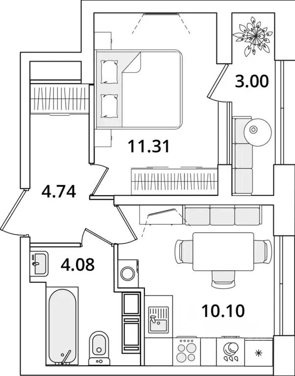 1-к кв. санкт-петербург беларт жилой комплекс (31.73 м) - Фото 0