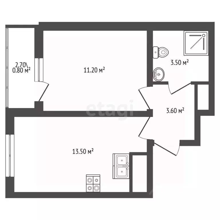 1-к кв. Ленинградская область, Всеволожское городское поселение, пос. ... - Фото 1