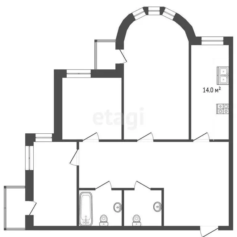 3-комнатная квартира: Сочи, микрорайон Центральный, улица Войкова, 35 ... - Фото 0