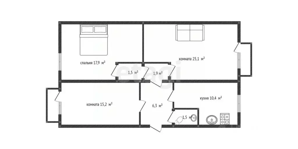 3-к кв. Смоленская область, Смоленск ул. Лавочкина, 52 (46.3 м) - Фото 1