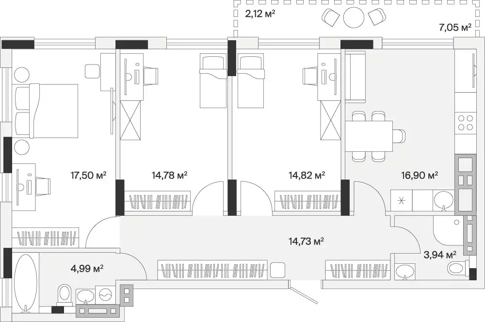 3-комнатная квартира: Малое Исаково, Первая улица, 1к2 (90.6 м) - Фото 1