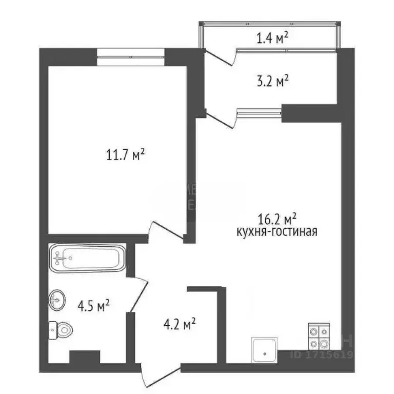 1-к кв. Тюменская область, Тюмень ул. Николая Глебова, 3 (39.0 м) - Фото 0