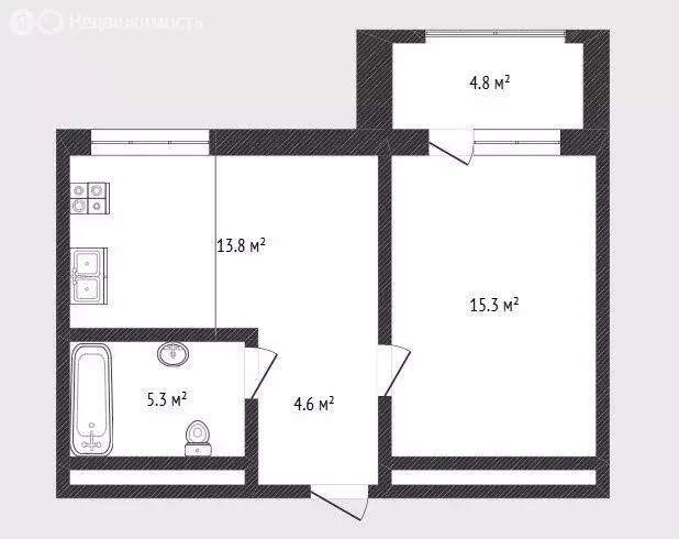 1-комнатная квартира: Тюмень, улица Муравленко, 9к1 (39 м) - Фото 0
