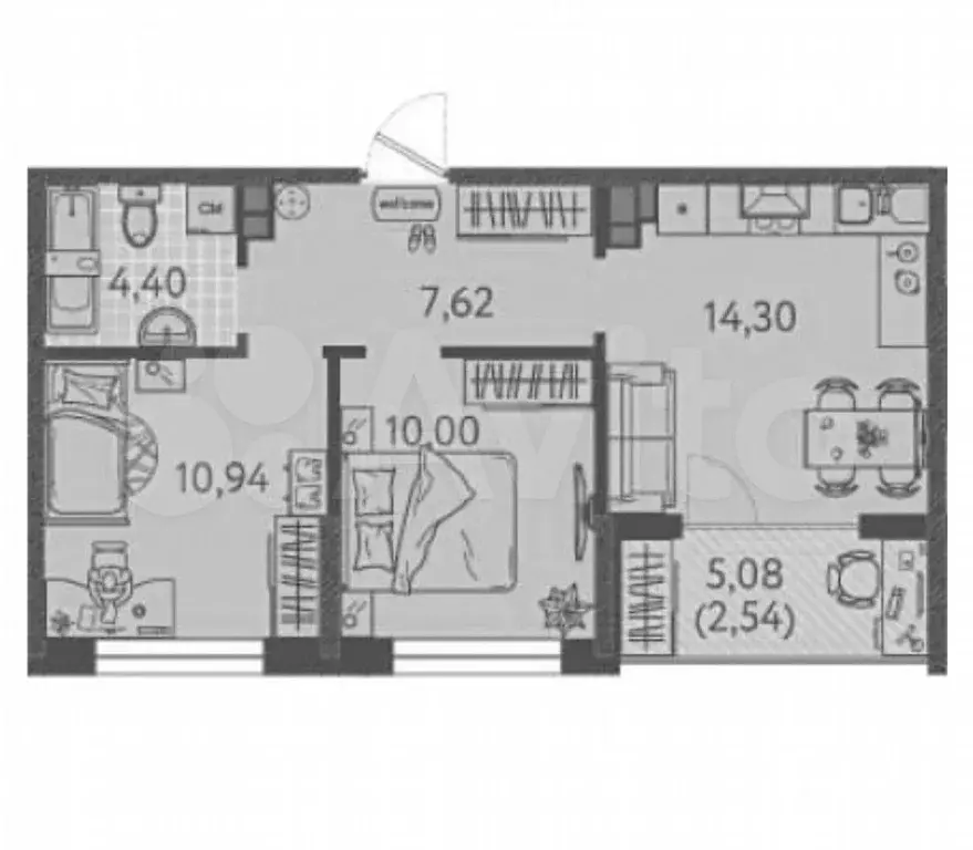 2-к. квартира, 49,8 м, 7/9 эт. - Фото 1