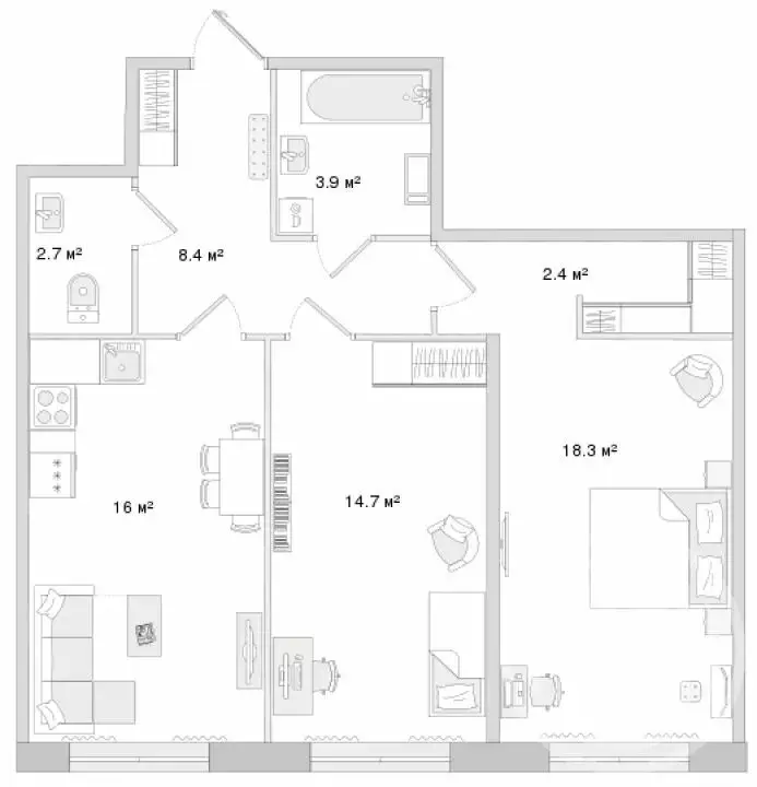 2-комнатная квартира: Санкт-Петербург, Белоостровская улица, 10к1 ... - Фото 1