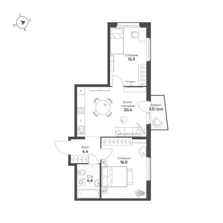 2-к кв. Свердловская область, Екатеринбург Солнечный жилрайон,  (58.8 ... - Фото 1