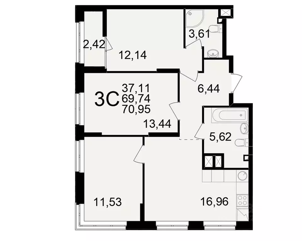 3-к кв. Рязанская область, Рязань ул. Чкалова (69.74 м) - Фото 1