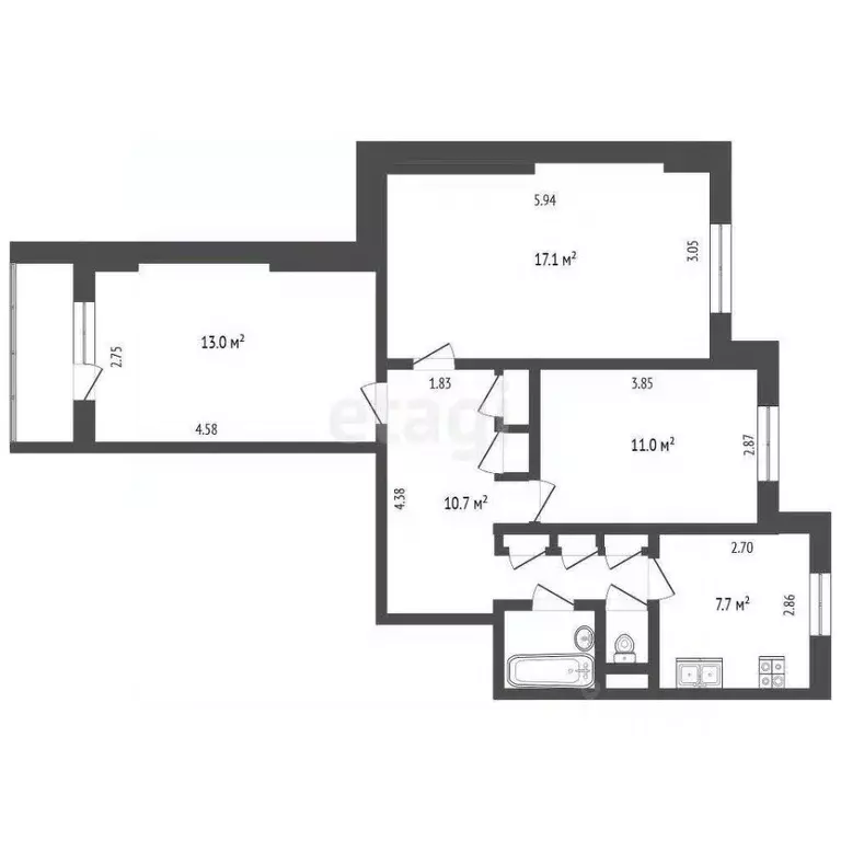 3-к кв. Ямало-Ненецкий АО, Новый Уренгой Советский мкр, 8/1 (65.2 м) - Фото 2