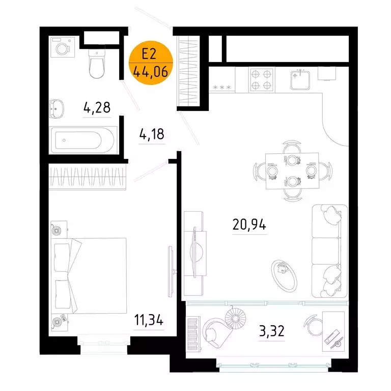 1-комнатная квартира: Рязань, Михайловский район, квартал Центральный ... - Фото 1