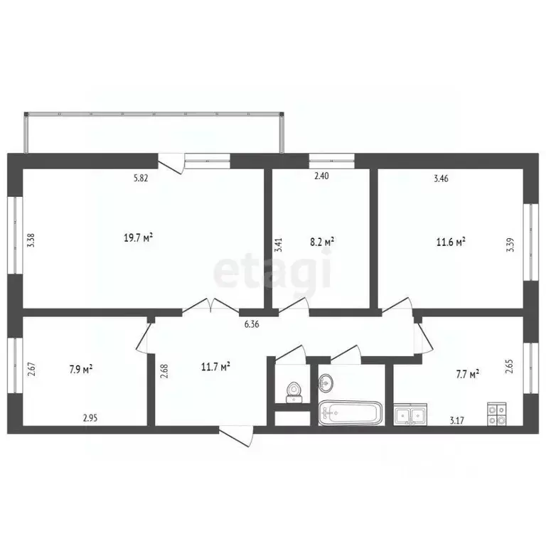 4-к кв. Томская область, Томск пос. Светлый, 7 (70.4 м) - Фото 2