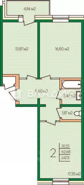 2-к кв. Бурятия, Улан-Удэ 140А мкр, 42 (64.13 м) - Фото 1