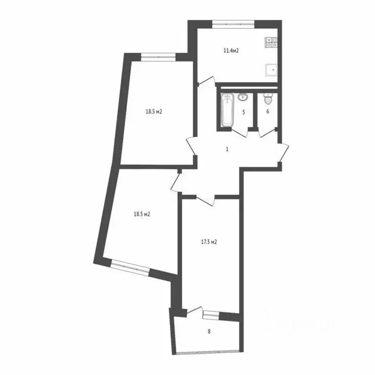 3-к кв. Белгородская область, Белгород Садовая ул., 6 (90.0 м) - Фото 2