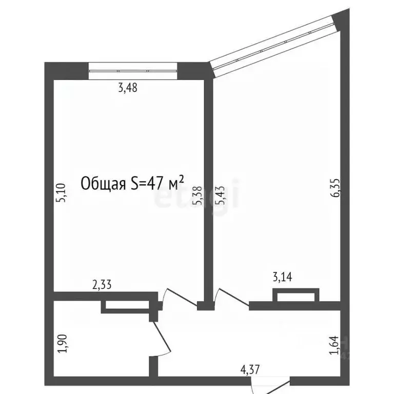 1-к кв. Кемеровская область, Кемерово Космическая ул., 24А (47.0 м) - Фото 1