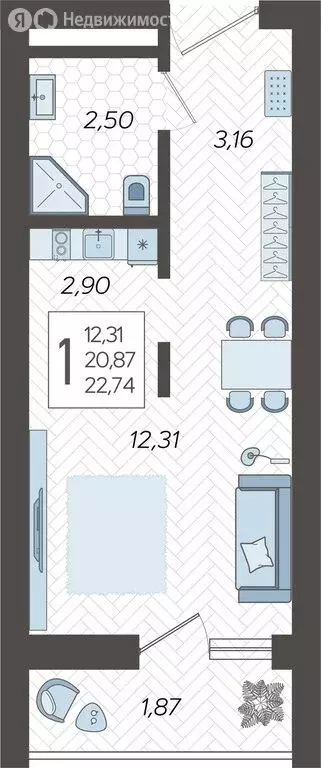 Квартира-студия: Сочи, жилой комплекс Кислород, 9 (22.74 м) - Фото 0