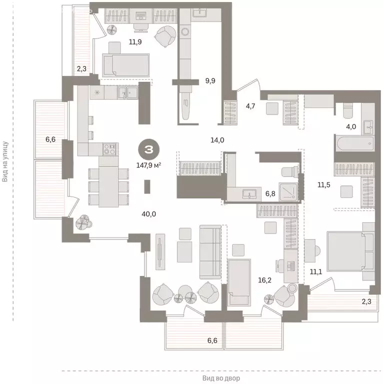 3-комнатная квартира: Тюмень, Краснооктябрьская улица, 4к1 (147.2 м) - Фото 1