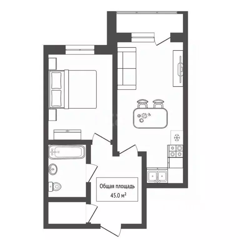 2-к кв. Новосибирская область, Новосибирск Выборная ул., 135 (45.0 м) - Фото 2