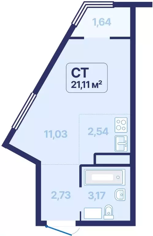 Квартира-студия: Екатеринбург, проспект Космонавтов, 9 (21.11 м) - Фото 1