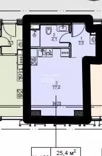 Студия Москва ул. Борисовские Пруды, 1 (25.4 м) - Фото 2