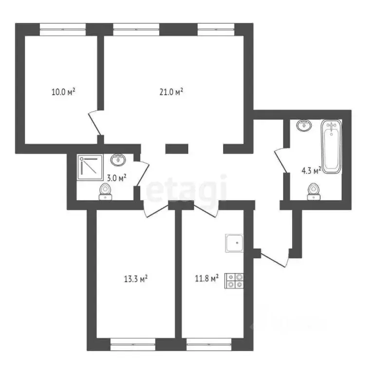 4-к кв. Крым, Саки ул. Курортная (80.0 м) - Фото 1
