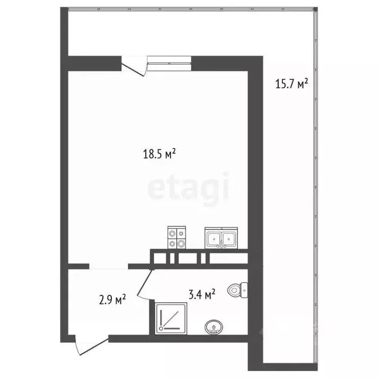 Студия Краснодарский край, Анапа ул. Ленина, 173Ак3 (40.0 м) - Фото 2