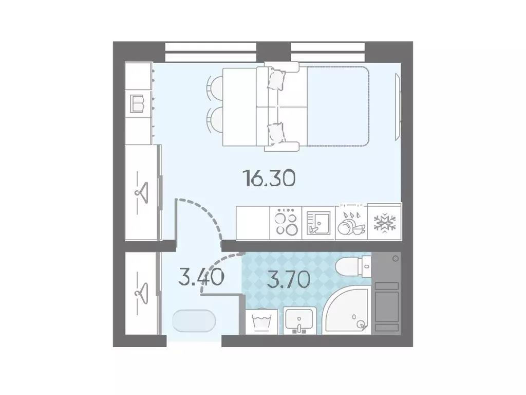квартира-студия, 22.8 м - Фото 0
