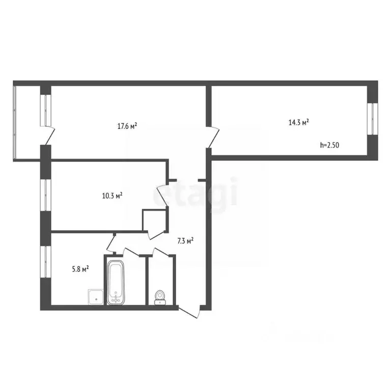 3-к кв. Красноярский край, Красноярск ул. Попова, 4 (59.1 м) - Фото 2