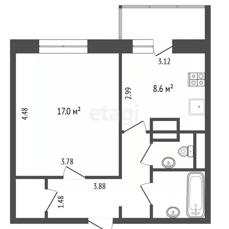 1-к кв. Москва ул. Новаторов, 4К5 (39.4 м) - Фото 2